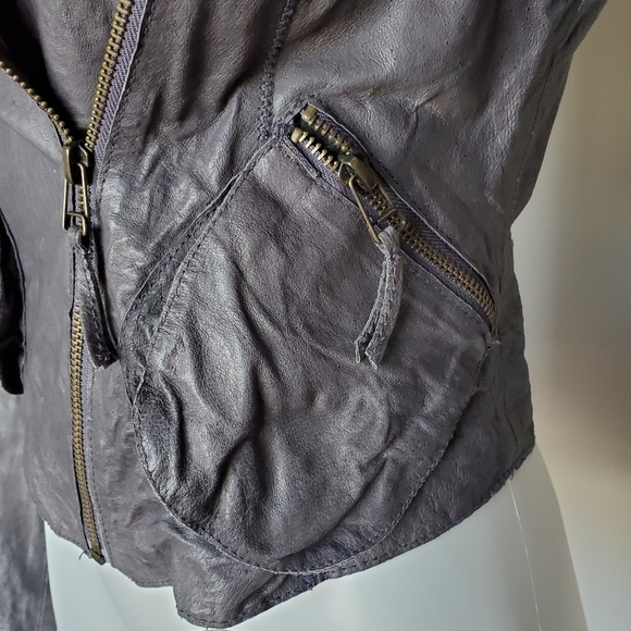 Anthropologie Elevenses Mysa Leather Moto Jacket Size XS - Picture 5 of 9